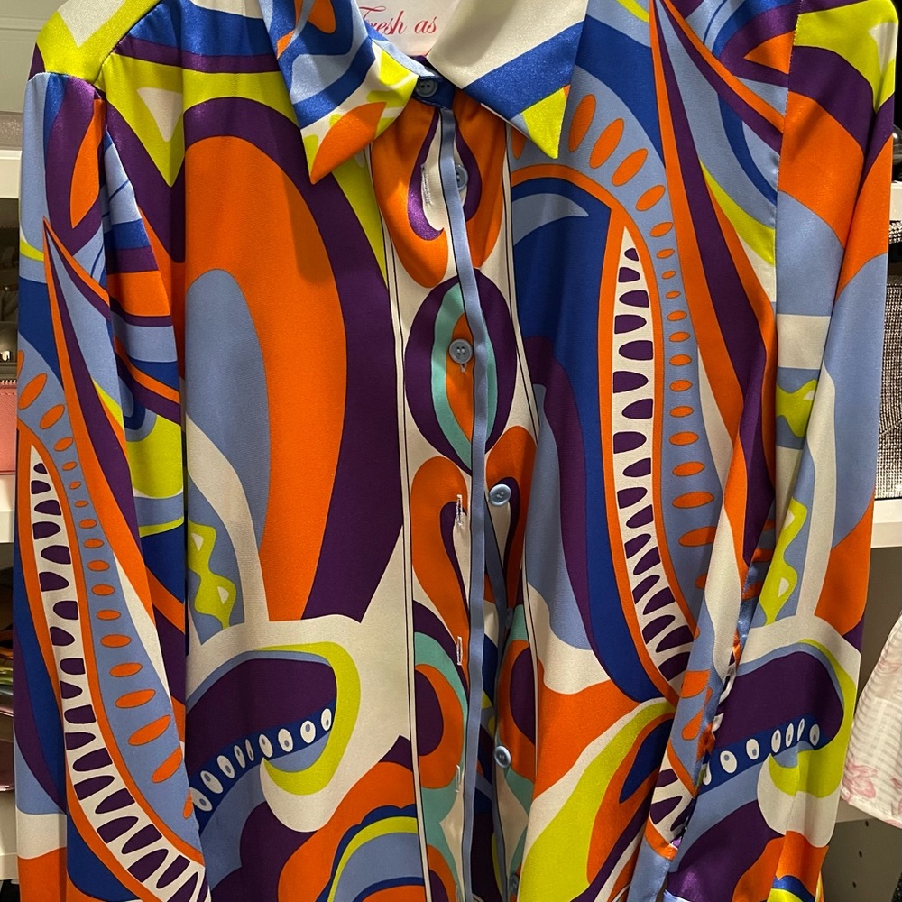 Zara Multicolor Abstract Button Down Shirt